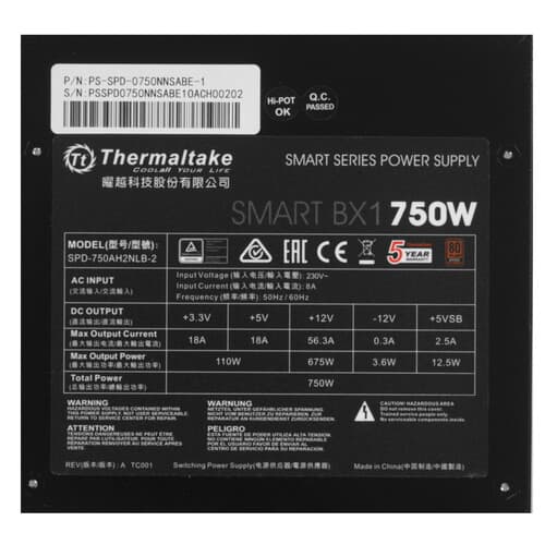 Блок питания Thermaltake Smart BX1 750W [PS-SPD-0750NNSABE-1] черный thumb 4