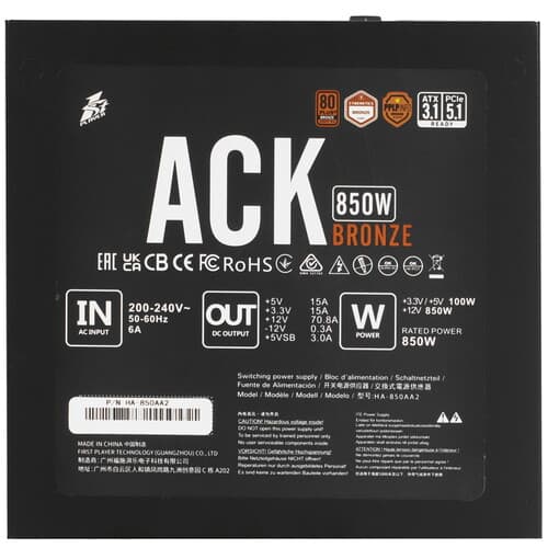 Блок питания 1STPLAYER ACK BRONZE [HA-850AA2] черный thumb 4