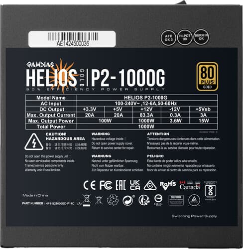 Блок питания GAMDIAS HELIOS P2-1000G [16223-02840-10001-G] черный thumb 6