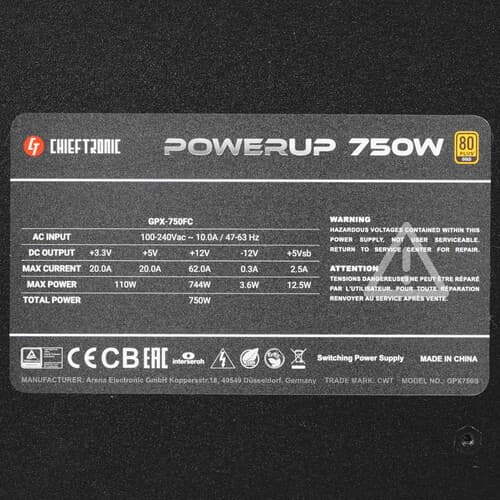 Блок питания Chieftec PowerUP 750W [GPX-750FC] черный thumb 4