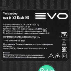 EVO TV 32" (80 см) Телевизор EVO TV 32 BASIC HD черный, фото 9