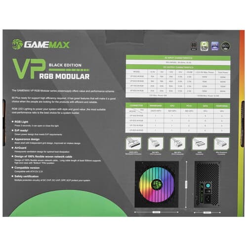 Блок питания GameMax VP-600 Modular RGB [VP-600-M-RGB] черный thumb 9