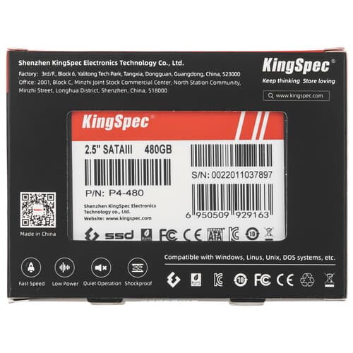 KingSpec 480 ГБ 2.5" SATA накопитель KingSpec P4-480, фото 4