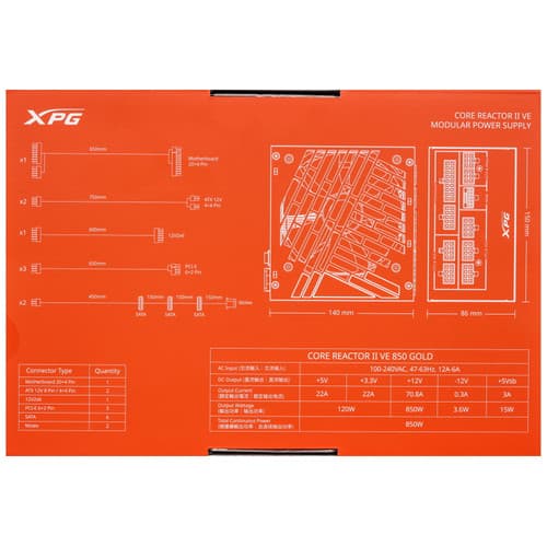 Блок питания ADATA XPG CORE REACTOR II VE 850W [COREREACTORIIVE850G-BKCEU] черный thumb 9