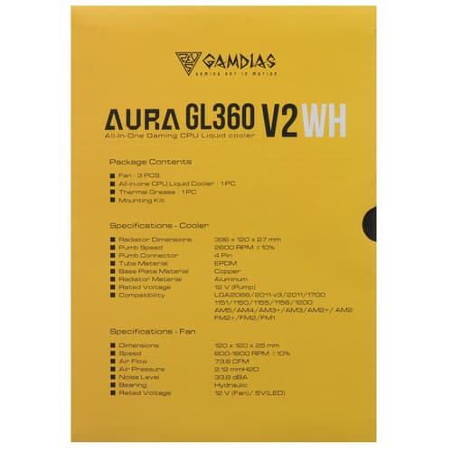 Система охлаждения GAMDIAS AURA GL360 V2  белая thumb 10