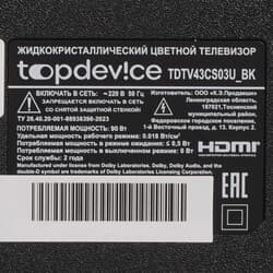 Topdevice 43" (109 см) Телевизор Topdevice TDTV43CS03U черный, фото 6
