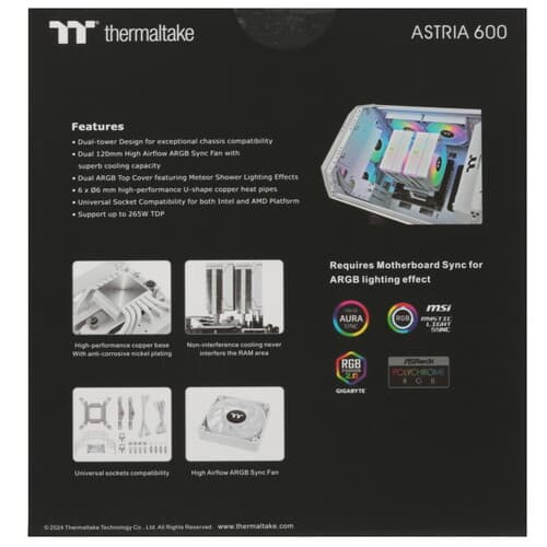 Thermaltake Кулер для процессора Thermaltake ASTRIA 600 ARGB Lighting [CL-P139-CA12SW-A] белый, фото 10