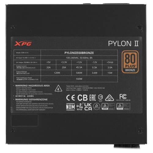 Блок питания ADATA XPG PYLON II BRONZE 550W [PYLONII550B-BKCEU] черный thumb 4