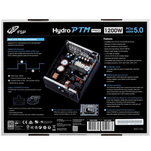 Блок питания FSP Hydro PTM PRO ATX3.0(PCIe5.0) 1200W [PPA12A1023] черный thumb 8