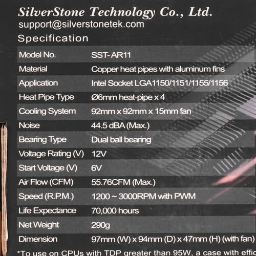 Кулер для процессора SilverStone Argon AR11 [G530AR11115X020] черный thumb 7