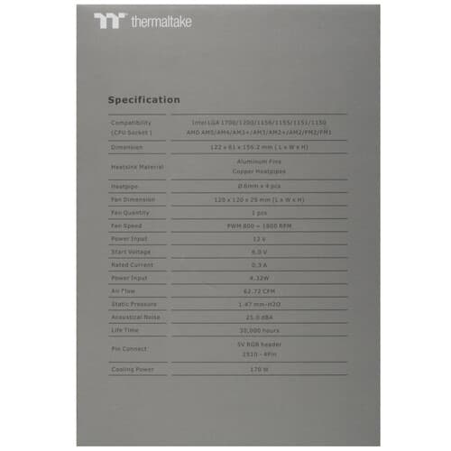 Thermaltake Кулер для процессора Thermaltake UX200 SE [CL-P116-AL12SW-A] белый, фото 10