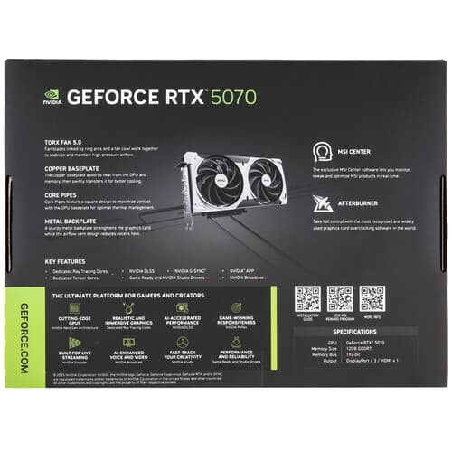 MSI Видеокарта MSI GeForce RTX 5070 VENTUS 2X OC [RTX 5070 12G VENTUS 2X OC], фото 10
