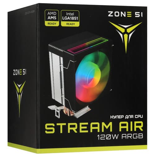 ZONE 51 Кулер для процессора ZONE 51 STREAM AIR 120W FRGB [Z51STRA12A] черный, фото 12