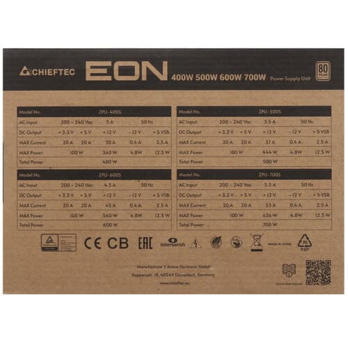 Блок питания Chieftec EON 500W [ZPU-500S] черный thumb 7