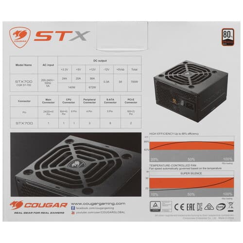 Блок питания Cougar STX 700W [CGR ST-700] черный thumb 7