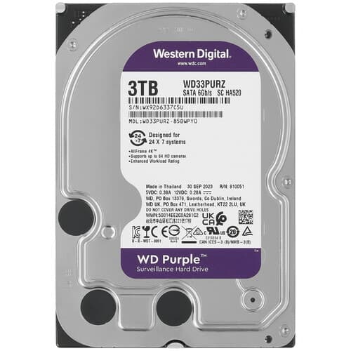Western Digital 3 ТБ Жесткий диск WD Purple [WD33PURZ]