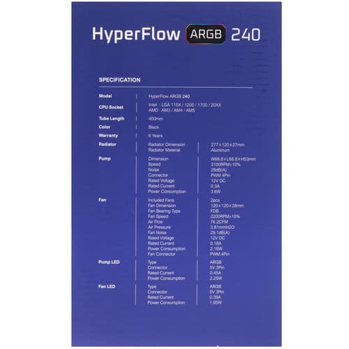 Система охлаждения Montech HyperFlow 240 ARGB черная thumb 10