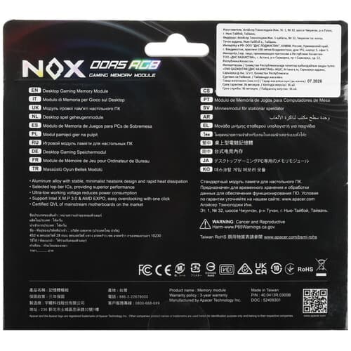 Apacer Оперативная память Apacer NOX RGB [AH5U16G52C522NBAA-1] 16 ГБ, фото 3