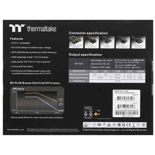 Блок питания Thermaltake Smart BX3 750W [PS-SPD-0750NNFABE-3] черный thumb 7