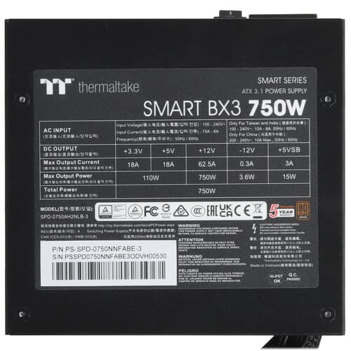 Блок питания Thermaltake Smart BX3 750W [PS-SPD-0750NNFABE-3] черный thumb 4