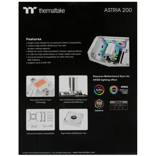 Thermaltake Кулер для процессора Thermaltake ASTRIA 200 ARGB Lighting [CL-P137-AL12SW-A] белый, фото 10
