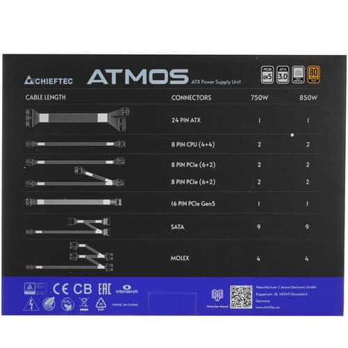 Блок питания Chieftec ATMOS 850W [CPX-850FC] черный thumb 8