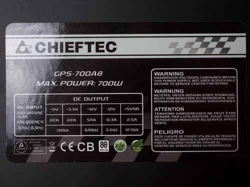 Блок питания Chieftec SMART 700W [GPS-700A8] черный thumb 6
