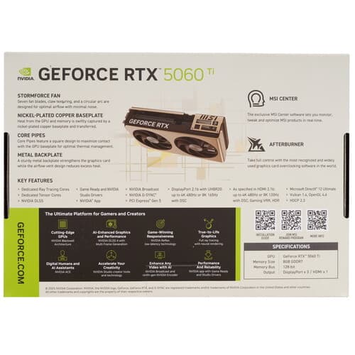 MSI Видеокарта MSI GeForce RTX 5060 Ti INSPIRE 2X [RTX 5060 TI 8G INSPIRE 2X], фото 9