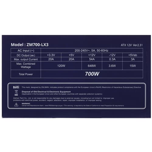 Блок питания Zalman ZM700-LX3 [ZM700-LX3] черный thumb 7