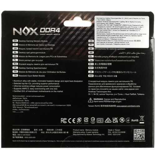 Apacer Оперативная память Apacer NOX [AH4U08G32C28YMBAA-1] 8 ГБ, фото 3