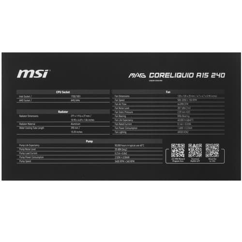 Система охлаждения MSI MAG CORELIQUID A15 240 черная thumb 10