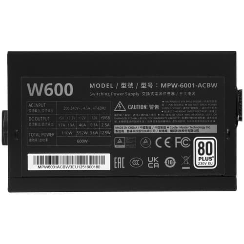 Блок питания CoolerMaster ELITE NEX White W600 [MPW-6001-ACBW-BEU] черный thumb 4