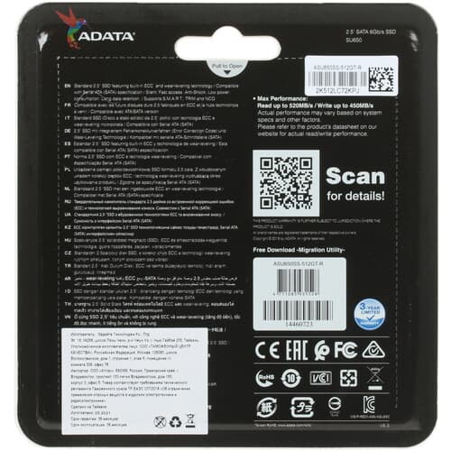 ADATA 512 ГБ 2.5" SATA накопитель ADATA SU650 [ASU650SS-512GT-R], фото 2