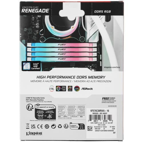 Kingston FURY Оперативная память Kingston Fury Renegade White RGB [KF576C38RWA-16] 16 ГБ, фото 5