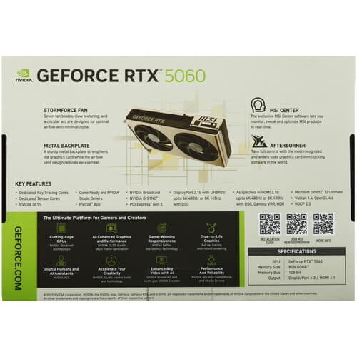 MSI Видеокарта MSI GeForce RTX 5060 INSPIRE 2X OC [RTX 5060 8G INSPIRE 2X OC], фото 9