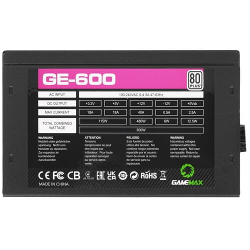 Блок питания GameMax ECO Gamer 600W [GE-600] черный thumb 4