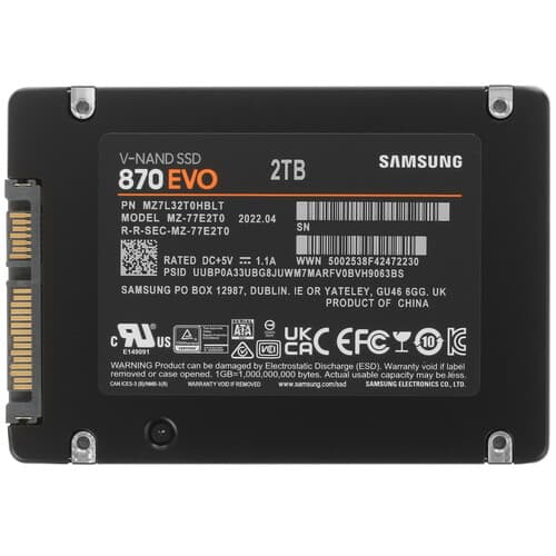 Samsung 2000 ГБ 2.5" SATA накопитель Samsung 870 EVO [MZ-77E2T0BW], фото 2