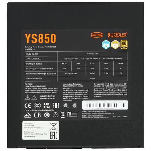 Блок питания PCCooler YS850 [P5-YS850-G1FFBK1-EU] черный thumb 4