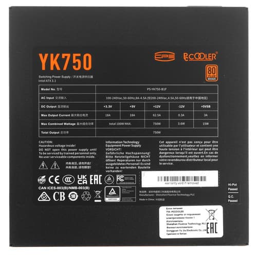 Блок питания PCCooler YK750 [P5-YK750-B1FWBK1-EU] черный thumb 4