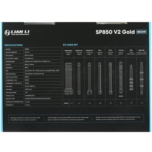 Блок питания LIAN LI SP850 V2 Gold [G9P.SP0850G.B000.RU] черный thumb 9