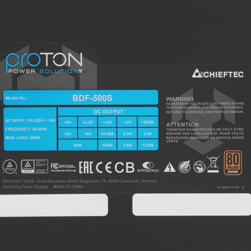 Блок питания Chieftec Proton 500W [BDF-500S] черный thumb 4