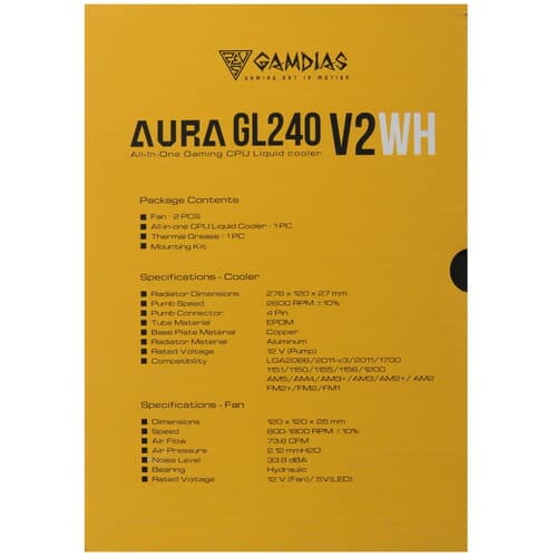 Система охлаждения GAMDIAS AURA GL240 V2  белая thumb 10
