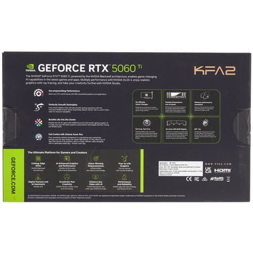 KFA2 Видеокарта KFA2 GeForce RTX 5060 Ti CORE OC 2FAN LED Black [56IZN8MDCPOK], фото 10