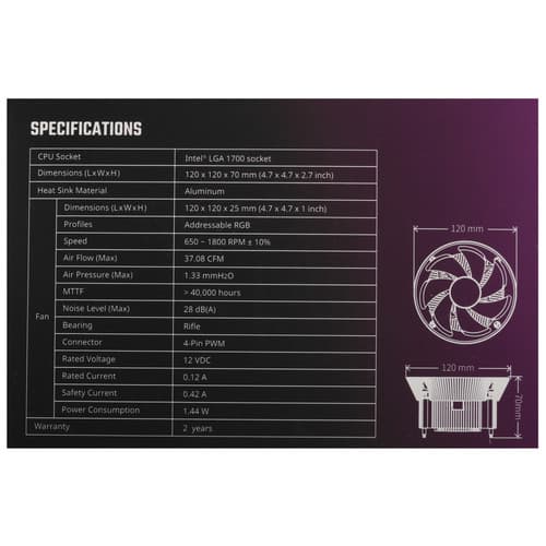 CoolerMaster Кулер для процессора Cooler Master i70C ARGB [RR-I7C7-18PA-R1] черный, фото 7