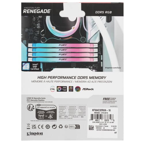 Kingston FURY Оперативная память Kingston Fury Renegade White RGB [KF564C32RWA-16] 16 ГБ, фото 5