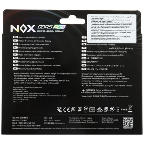 Apacer Оперативная память Apacer NOX RGB [AH5U32G52C522NBAA-1] 32 ГБ, фото 3