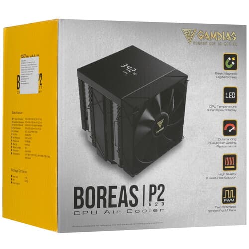 GAMDIAS Кулер для процессора GAMDIAS BOREAS P2-62D [16352-03200-00000-G] черный, фото 11