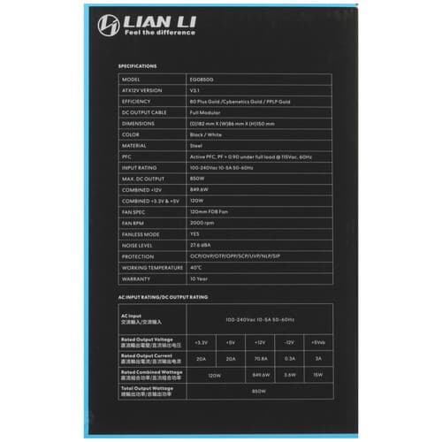 Блок питания LIAN LI EDGE GOLD 850W [G9P.EG0850G.B000.RU] черный thumb 8