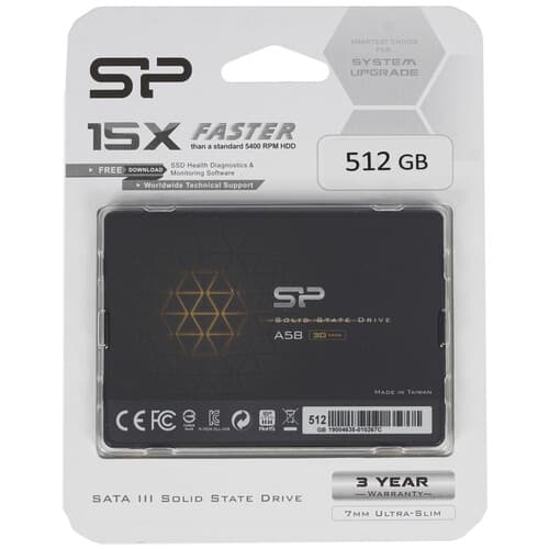 Silicon Power 512 ГБ 2.5" SATA накопитель Silicon Power Ace A58 [SP512GBSS3A58A25]