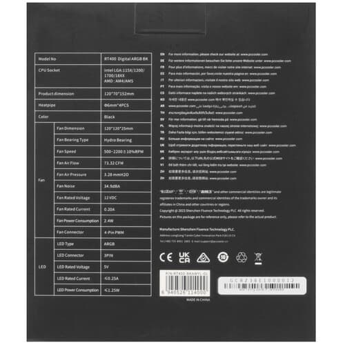 PCCooler Кулер для процессора PCCooler RT400 Digital ARGB [RT400-BKAWYL-GL] черный, фото 11